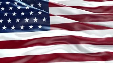 Amerika Birleşik Devletleri bayrağının rüzgarda dalgalanan güçlü dijital görüntüsü klasik bir film şeridi çerçevesi içinde. Bu vatanseverlik sembolü özgürlüğü ve Amerikan kimliğini temsil ediyor..