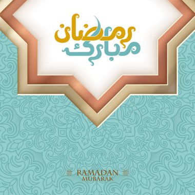 Flat Ramadan Mubarak greeting cards with modern Arabic calligraphy