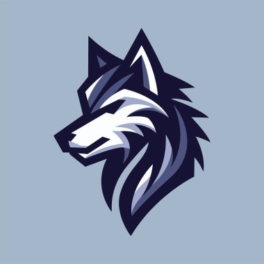 Kurt logosu tasarım şablonu, geometrik şekiller ve keskin çizgiler içerir, güç ve çeviklik duygusu, monokrom renk paleti, parlak ve modern görünüm kullanarak