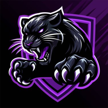 Yüksek kaliteli siyah panter logosu tasarımı. Eps-10 vektör illüstrasyonu.