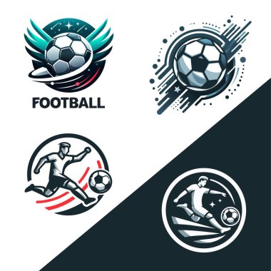 El çizimi futbol logosu şablonu. Eps-10 vektör illüstrasyonu.