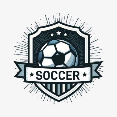 Futbol logosu, kanatlı ve alev elementli top. Eps-10 vektör illüstrasyonu.