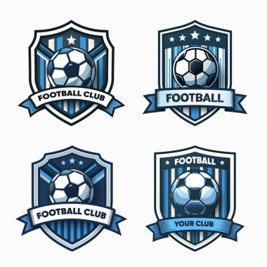 Futbol logosu, kanatlı ve alev elementli top. Eps-10 vektör illüstrasyonu.