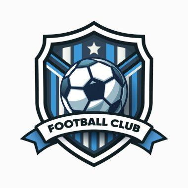 Futbol logosu, kanatlı ve alev elementli top. Eps-10 vektör illüstrasyonu.
