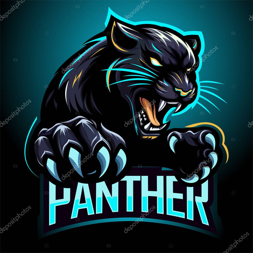 Excellent shiny black panther logo design. Eps-10 vector illustration.