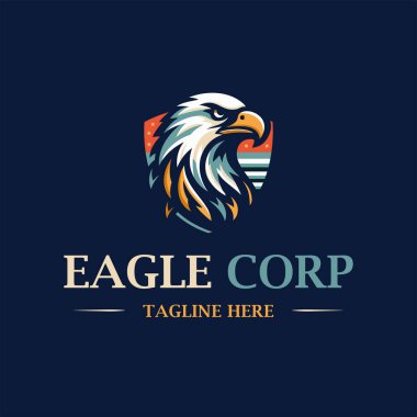 Renkli Eagle Corp kalkan logosu tasarım şablonu çizimi