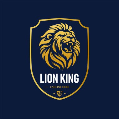 Limium marka kimlik amblemi Aslan baş kalkanı logo şablonu çizimi