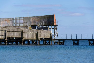 Kastrup sea bath, shelter for swimming, Sneglen, Oresund, Copenhagen, Denmark, sunny summer day clipart