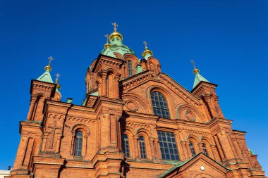 Helsinki 'deki Doğu Orhodoks Uspenski Katedrali, Finlandiya, Avrupa, güneşli yaz günü