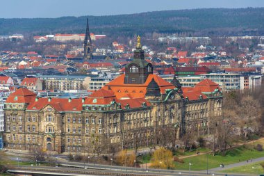 Güneşli bahar gününde Dresden hava manzarası, Yukarı Sakson, Almanya