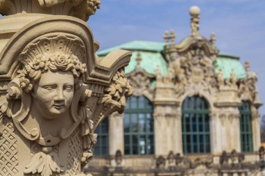 Architectural details at public spaces of Zwinger palace, Dresden, Germany clipart