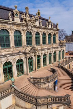 Architectural details at public spaces of Zwinger palace, Dresden, Germany clipart