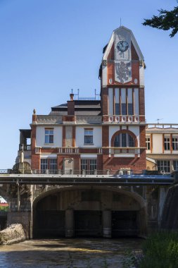 Hydroelectric power station Hucak from 1912, Hradec Kralove, Czech republic, sunny day clipart