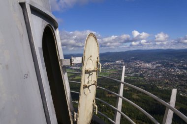 Jested tower, telecommunication transmitter on mountain near Liberec, Bohemia, Czech Republic, UNESCO World Heritage Site clipart