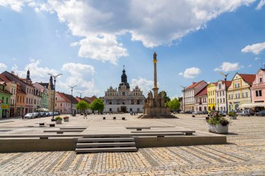 20 Temmuz 2020 'de Çek Cumhuriyeti' nin Stribro şehrinde Tachov ilçesine bağlı Stribro 'nun tarihi merkezi..