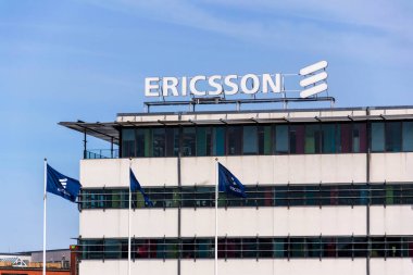 Ericsson çok uluslu ağ ve telekomünikasyon şirketi logosu 13 Mayıs 2025 'te İsveç' in Göteborg şehrinde..