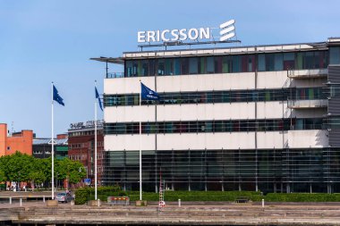 Ericsson çok uluslu ağ ve telekomünikasyon şirketi logosu 13 Mayıs 2025 'te İsveç' in Göteborg şehrinde..