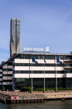 Ericsson çok uluslu ağ ve telekomünikasyon şirketi logosu 13 Mayıs 2025 'te İsveç' in Göteborg şehrinde..