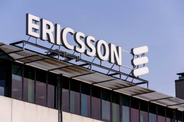 Ericsson çok uluslu ağ ve telekomünikasyon şirketi logosu 13 Mayıs 2025 'te İsveç' in Göteborg şehrinde..