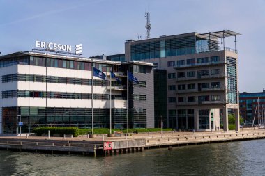 Ericsson çok uluslu ağ ve telekomünikasyon şirketi logosu 13 Mayıs 2025 'te İsveç' in Göteborg şehrinde..
