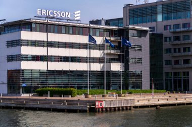 Ericsson çok uluslu ağ ve telekomünikasyon şirketi logosu 13 Mayıs 2025 'te İsveç' in Göteborg şehrinde..