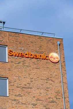 10 Mayıs 2025 'te İsveç, Göteborg' da Lindholmen 'deki Swedbank şirket genel merkezi..