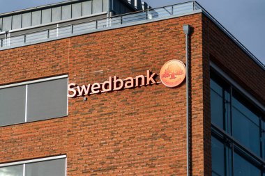 10 Mayıs 2025 'te İsveç, Göteborg' da Lindholmen 'deki Swedbank şirket genel merkezi..