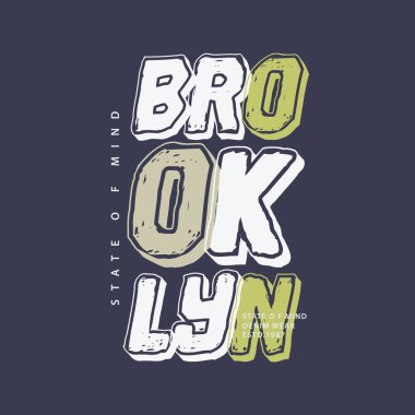 BrooKLYN illüstrasyon tipografisi. Gömlek tasarımı için mükemmel.