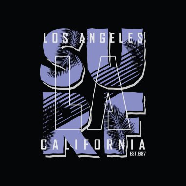 Los Angeles California sörf illüstrasyon tipografisi. Gömlek tasarımı için mükemmel.