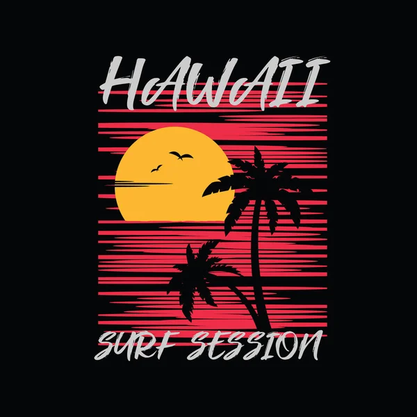 ハワイサーフィンセッションTシャツとアパレルデザイン — ストックベクタ