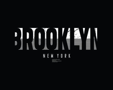 New York, Brooklyn 'deki temanın vektör illüstrasyonu. Klasik tasarım. Grunge 'un geçmişi. Tipografi, tişört grafikleri, poster, baskı, afiş, broşür, kartpostal