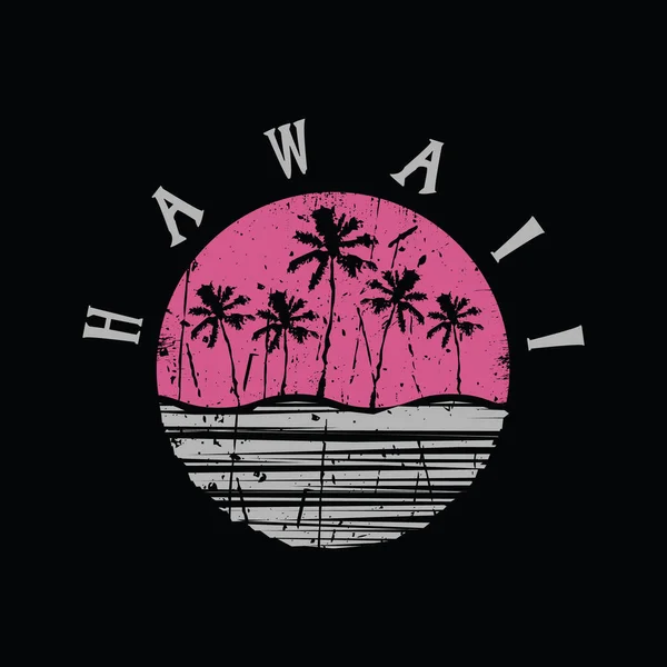 Illustration Surfing Hawaii Grunge Background Vintage Design Stamp Typography Shirt — Stock Vector