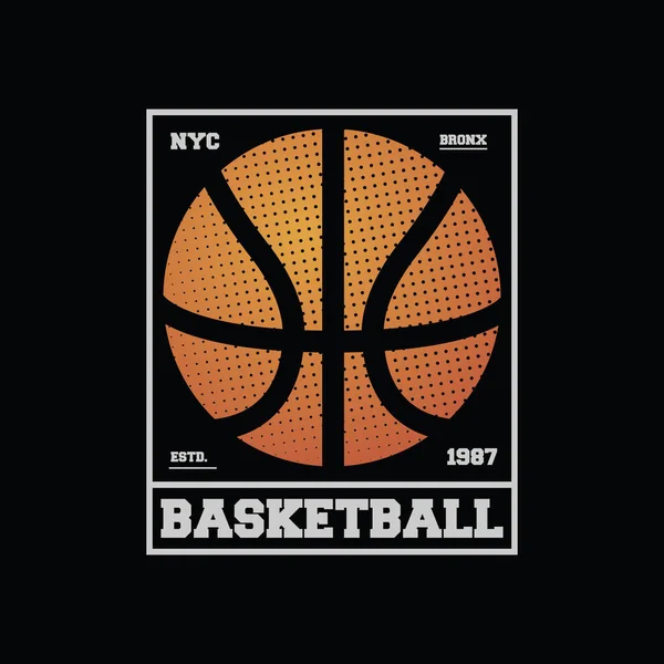 バスケットボールイラストタイポグラフィ Tシャツのデザインにピッタリ — ストックベクタ