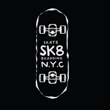 Resimli kaykay. Spor tipografisi, tişört grafikleri, baskı, poster, afiş, broşür, kartpostal