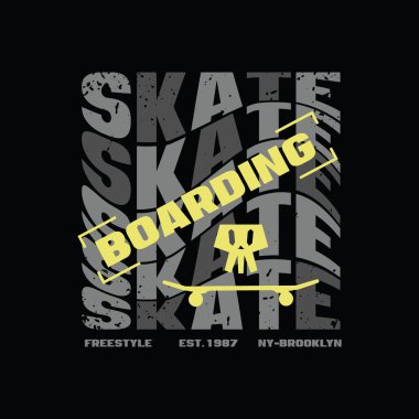 Kaykaycı illüstrasyon tipografisi. Gömlek tasarımı için mükemmel.