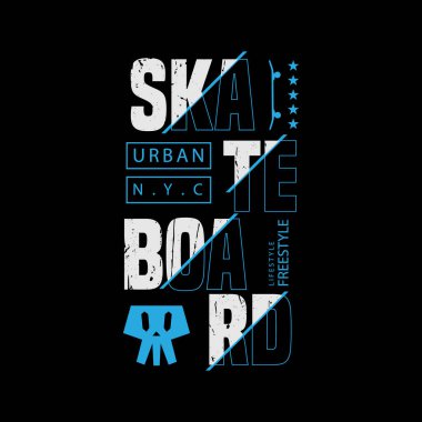 Kaykay tipografi vektörü t-shirt tasarımı çizimi 