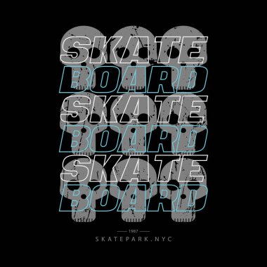 Tişört, poster, logo, çıkartma veya giyim ürünleri için kaykay çizimi