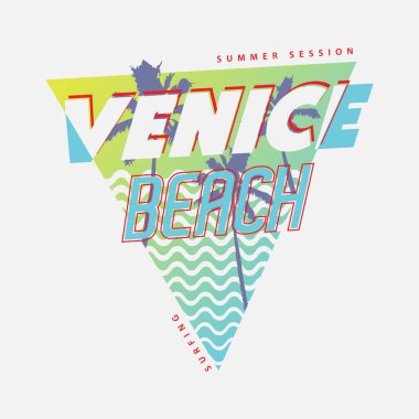 Tişört, poster, logo, çıkartma veya giyim ürünleri için Venice Beach Illustration tipografisi