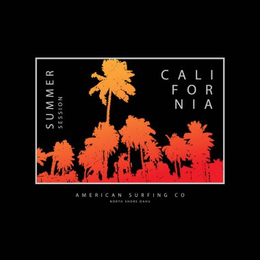 Tişört, poster, logo, çıkartma veya giyim ürünleri için California Illustration tipografisi