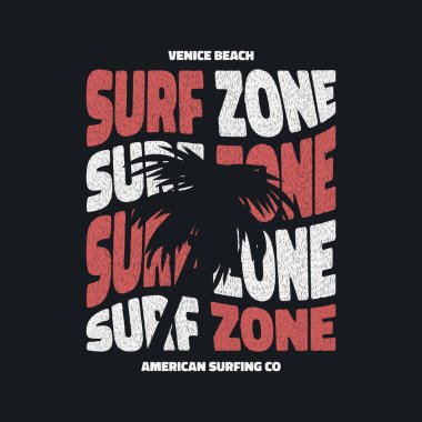 Sörf stili tişörtler ve soyut tasarımlar. Vektör baskısı, tipografi, poster