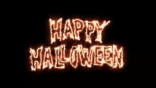 Happy Halloween Neon Animationfire Burning Happy Halloween Pumpkins Spooky Ghosts — Stock Video
