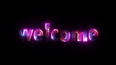 3D neon, mavi ve mor renkli animasyona hoş geldiniz.