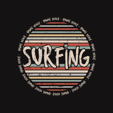 Sörf stili tişörtler ve soyut tasarımlar. Vektör baskısı, tipografi, poster