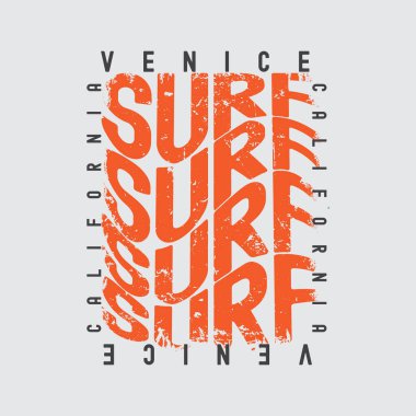 Sörf stili tişörtler ve soyut tasarımlar. Vektör baskısı, tipografi, poster