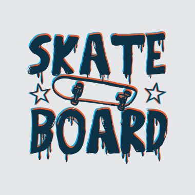 Skatebord tarzı tişört ve soyut tasarım. Vektör baskısı, tipografi, poster