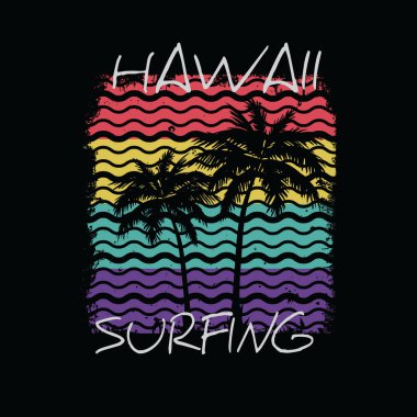 Tişört, poster, logo, çıkartma ya da giyim ürünleri için Hawaii plajı tipografisi