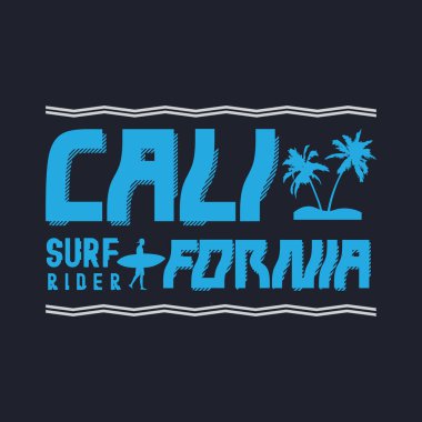 Kaliforniya sörf sürücüsü çizim tipografisi. Gömlek tasarımı için mükemmel.