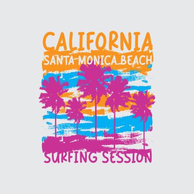 Tişört, poster, logo, çıkartma veya giyim ürünleri için California Illustration tipografisi