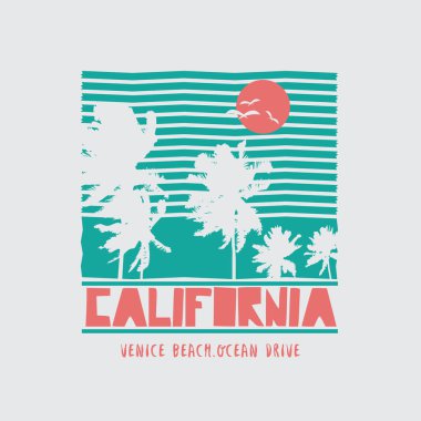 Tişört, poster, logo, çıkartma veya giyim ürünleri için California Illustration tipografisi.