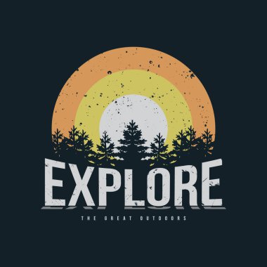 Açık hava vektör illüstrasyonunu ve tipografisini araştır, tişörtler, kapüşonlular, parmak izleri vs. için mükemmel.